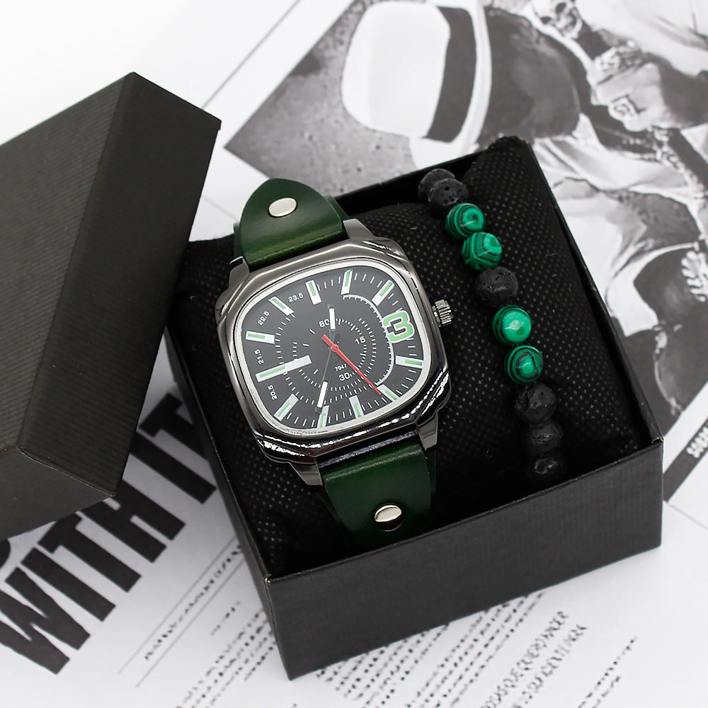 Ensemble Bracelet et Ceinture Homme Montre à Quartz Tendance