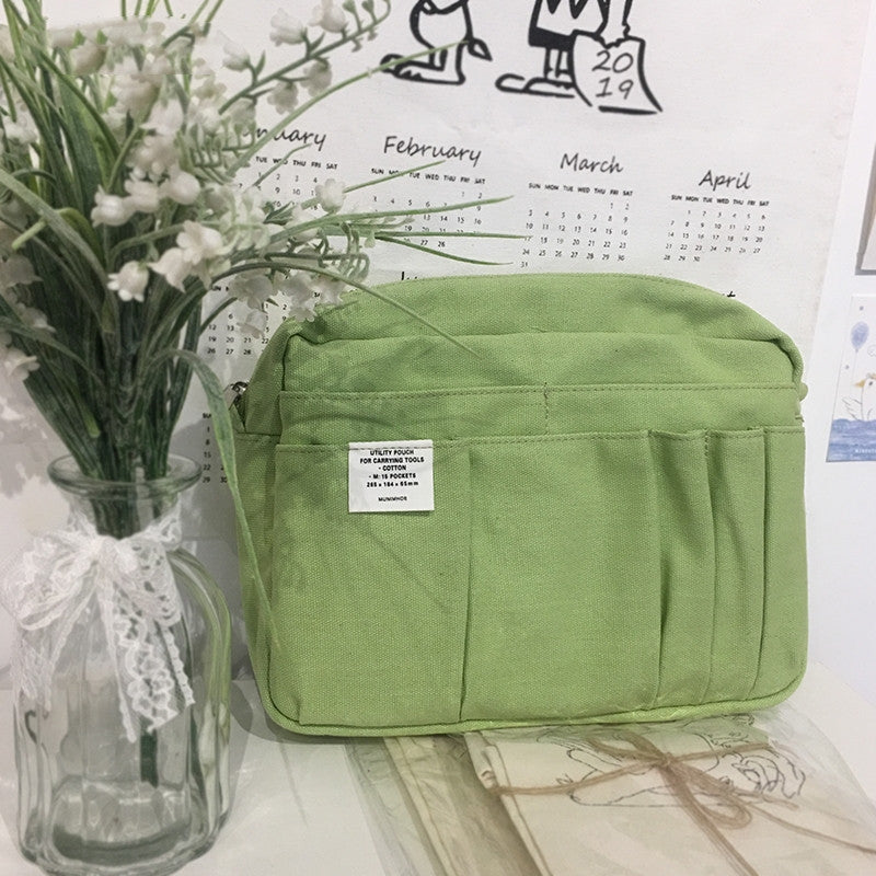 Avocado Green Hand Ledger Storage Bag Thickened Notebook Cover Large