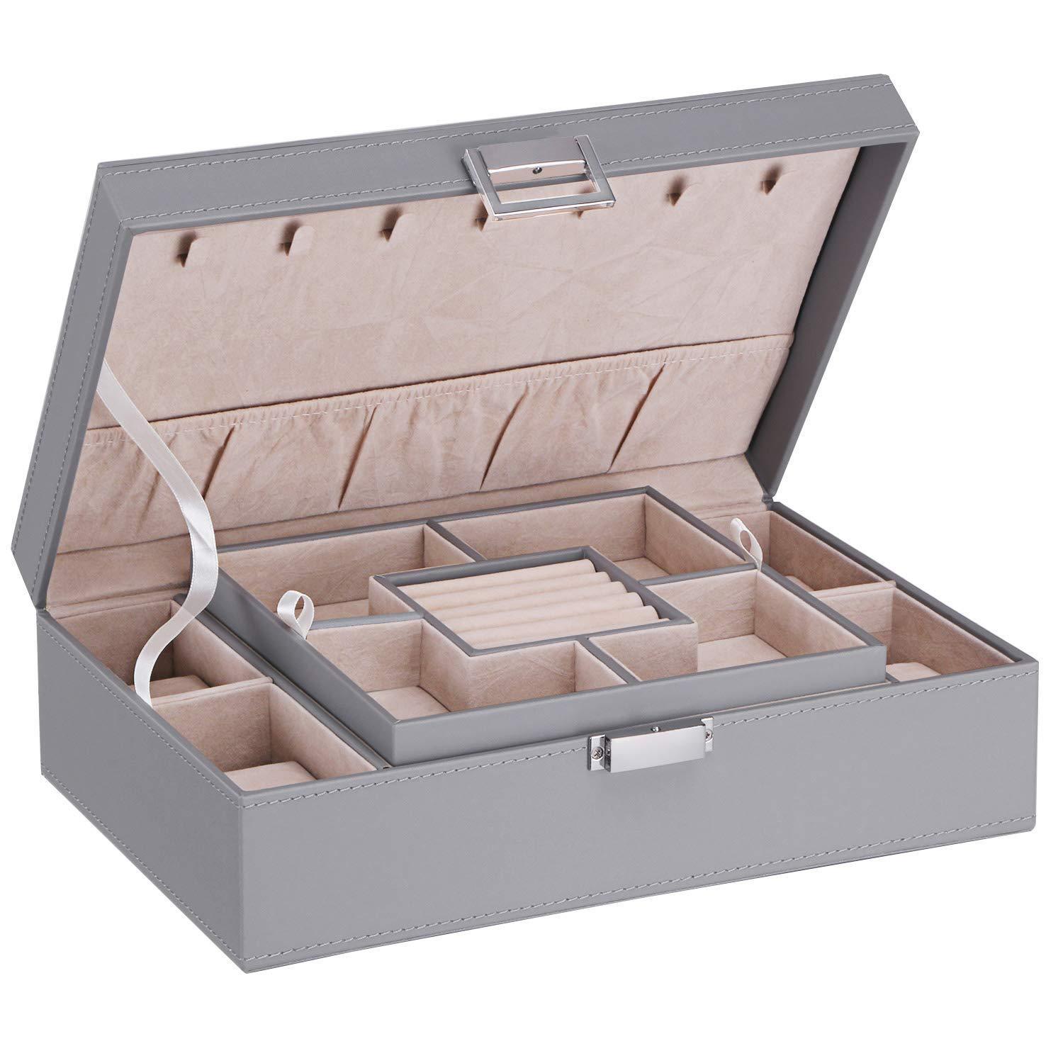 Boîte de rangement à 4 compartiments plateau combiné détachable boîte cadeau de rangement de bijoux