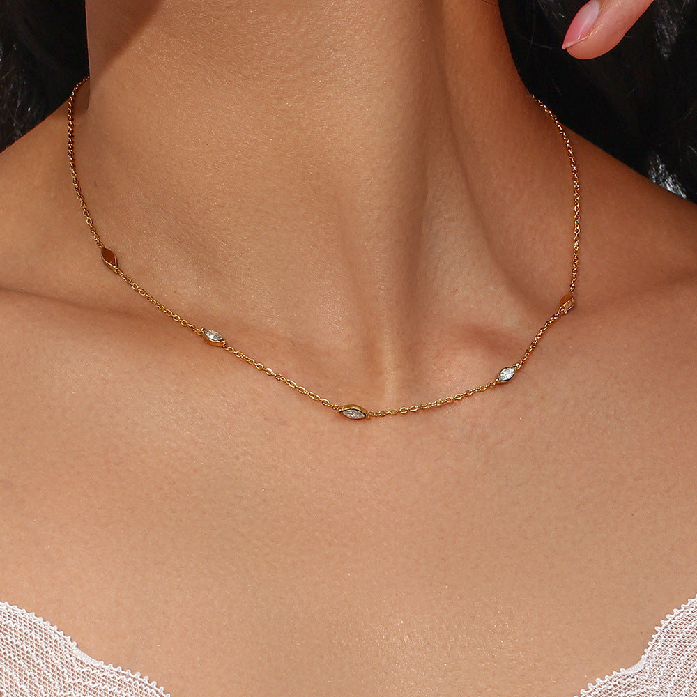 Stylish Simple And Versatile Horse Eye Zircon Fine Necklace