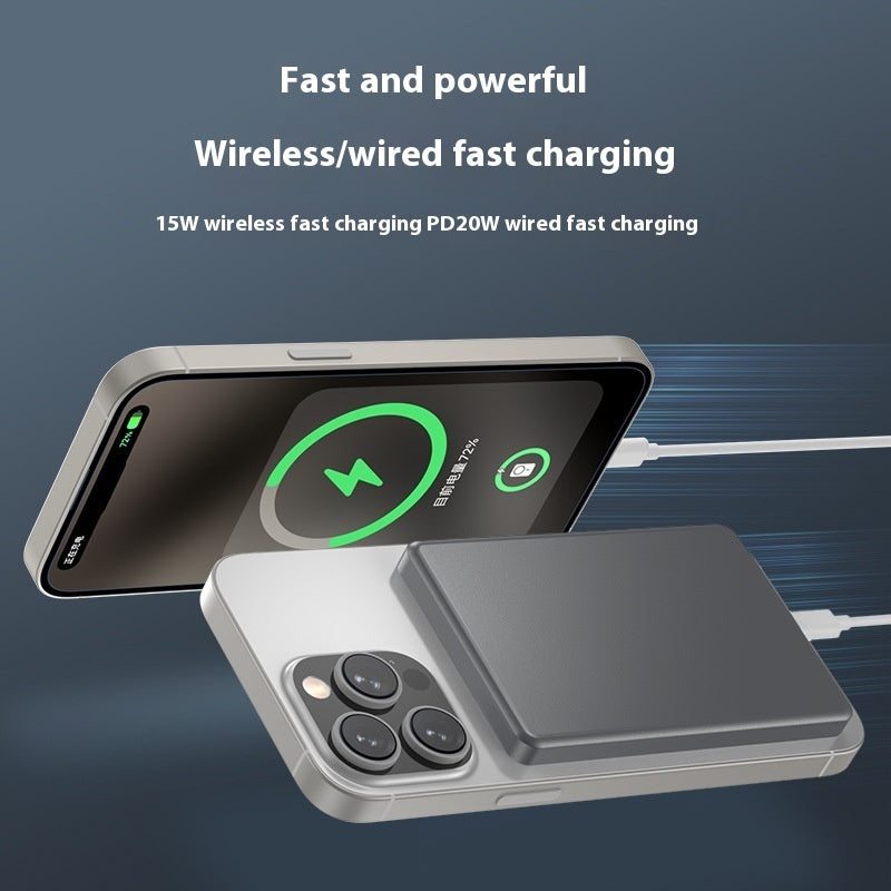 Batterie externe sans fil à aspiration magnétique pour charge rapide en alliage d'aluminium