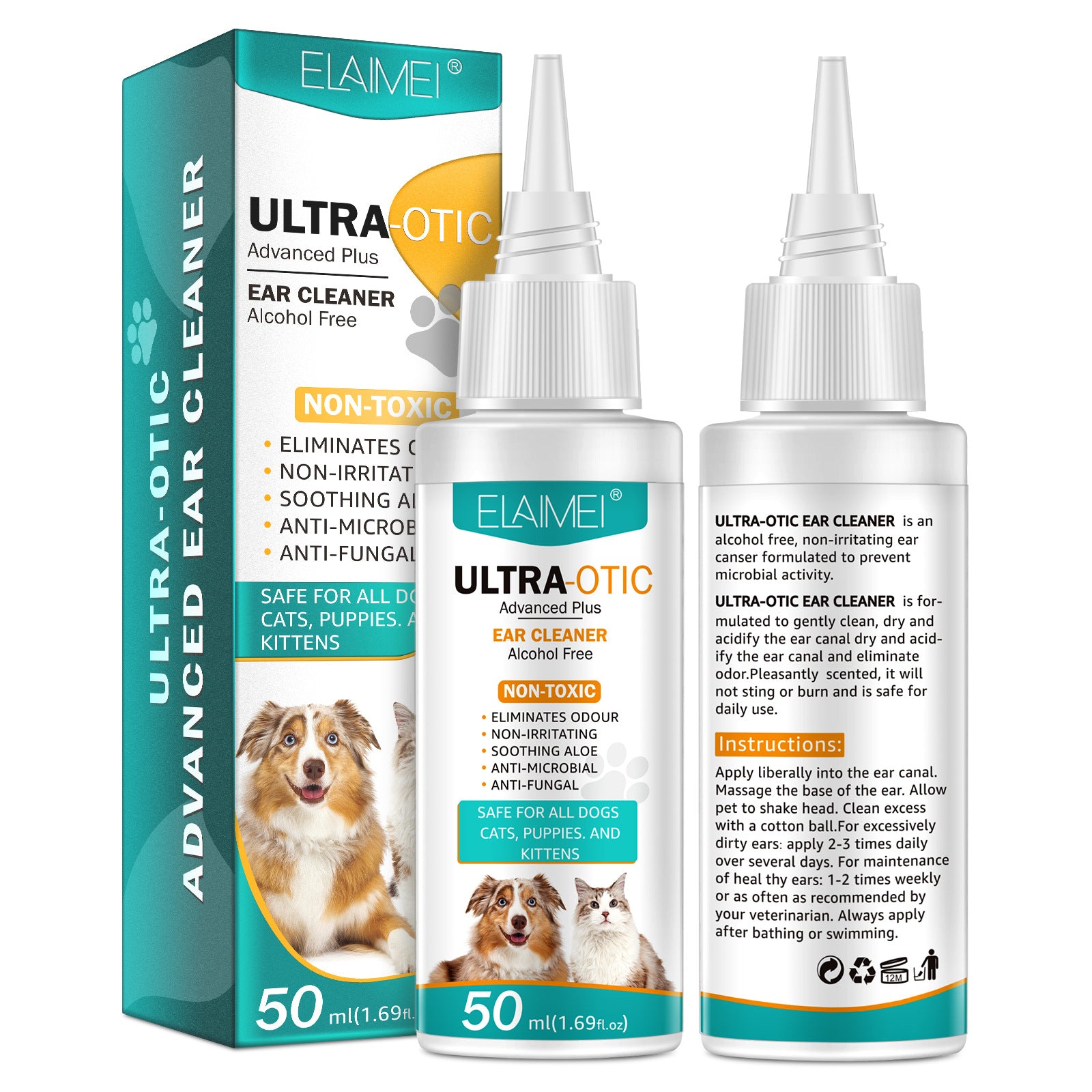Nettoyant auriculaire liquide pour animaux de compagnie - Élimination des acariens et du cérumen chez l'enfant