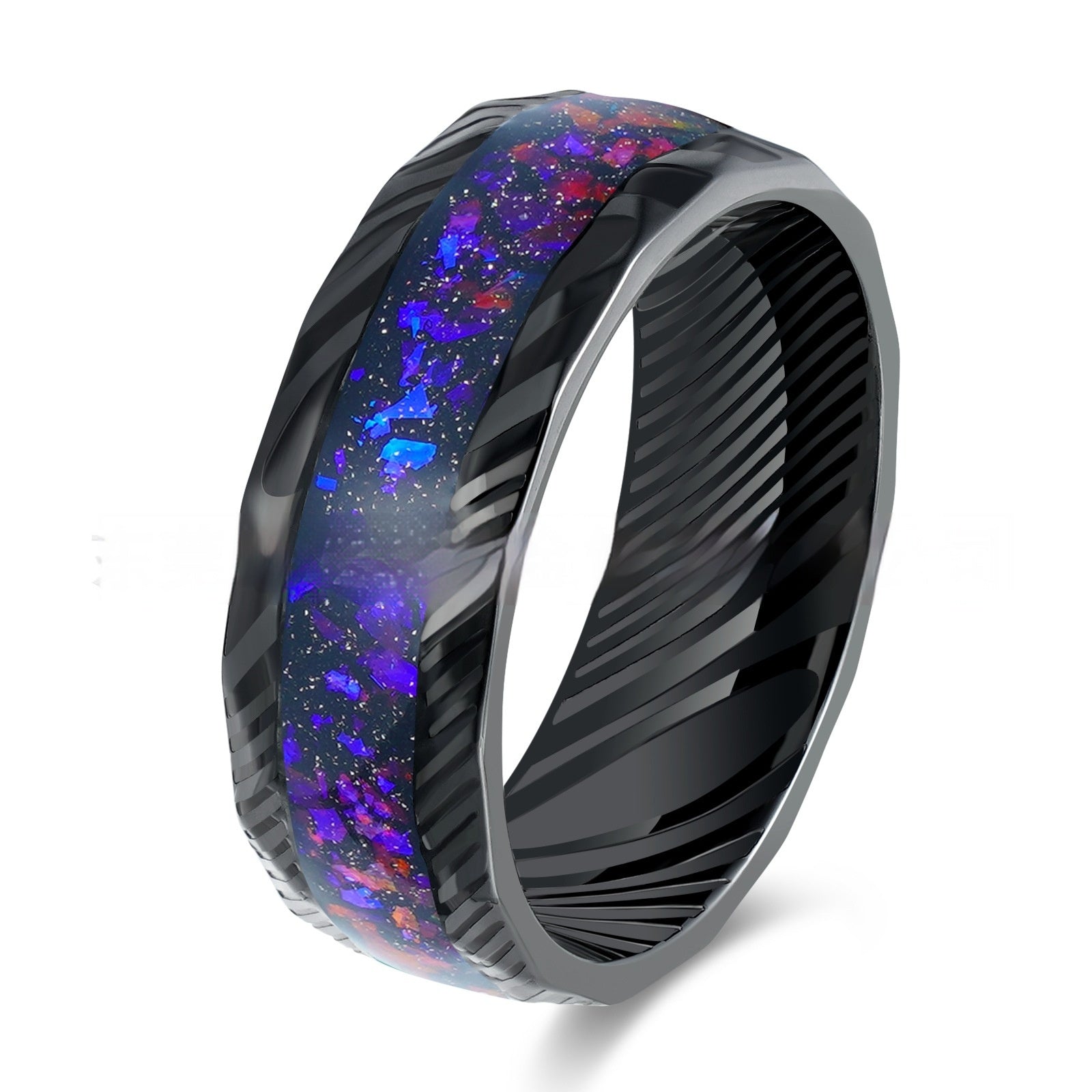Men's Electric Black 8mm Stainless Steel Ring