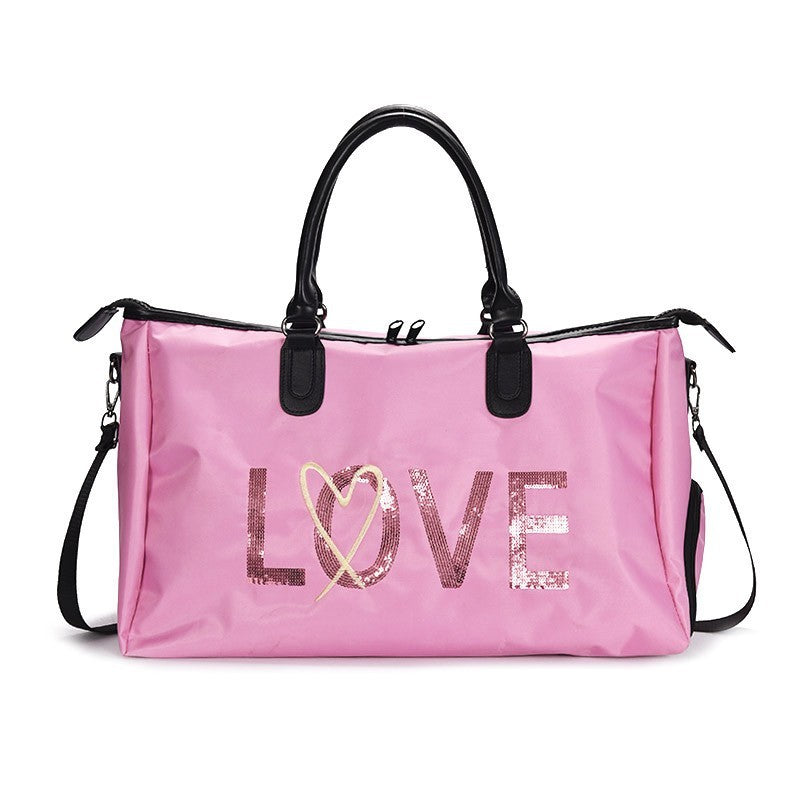 One-shoulder Carry Duffel Bag Large Capacity Waterproof Sequin Shoe Position Fitness Travel Bag