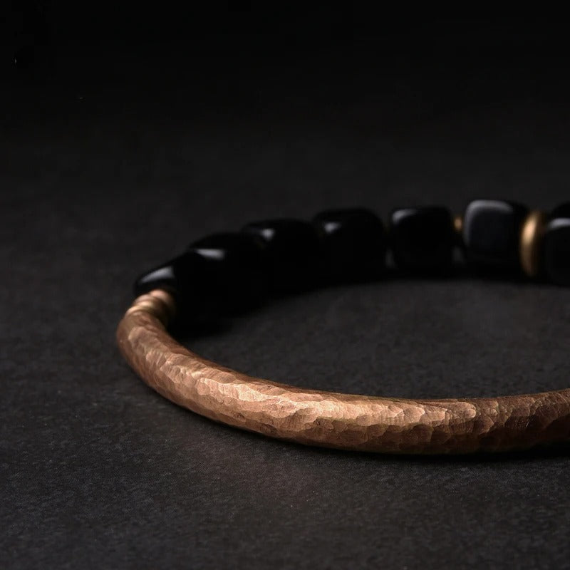 Bracelet Obsidienne Cube pour Femme