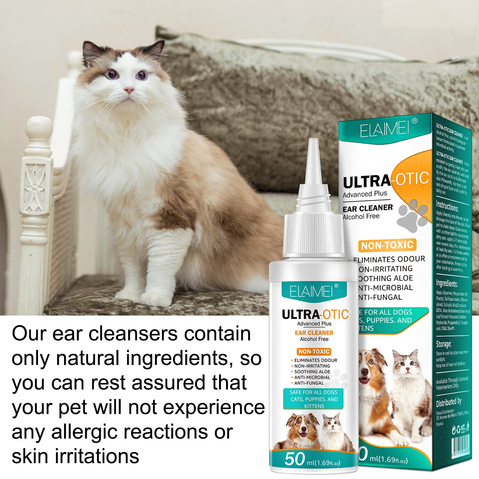 Nettoyant auriculaire liquide pour animaux de compagnie - Élimination des acariens et du cérumen chez l'enfant