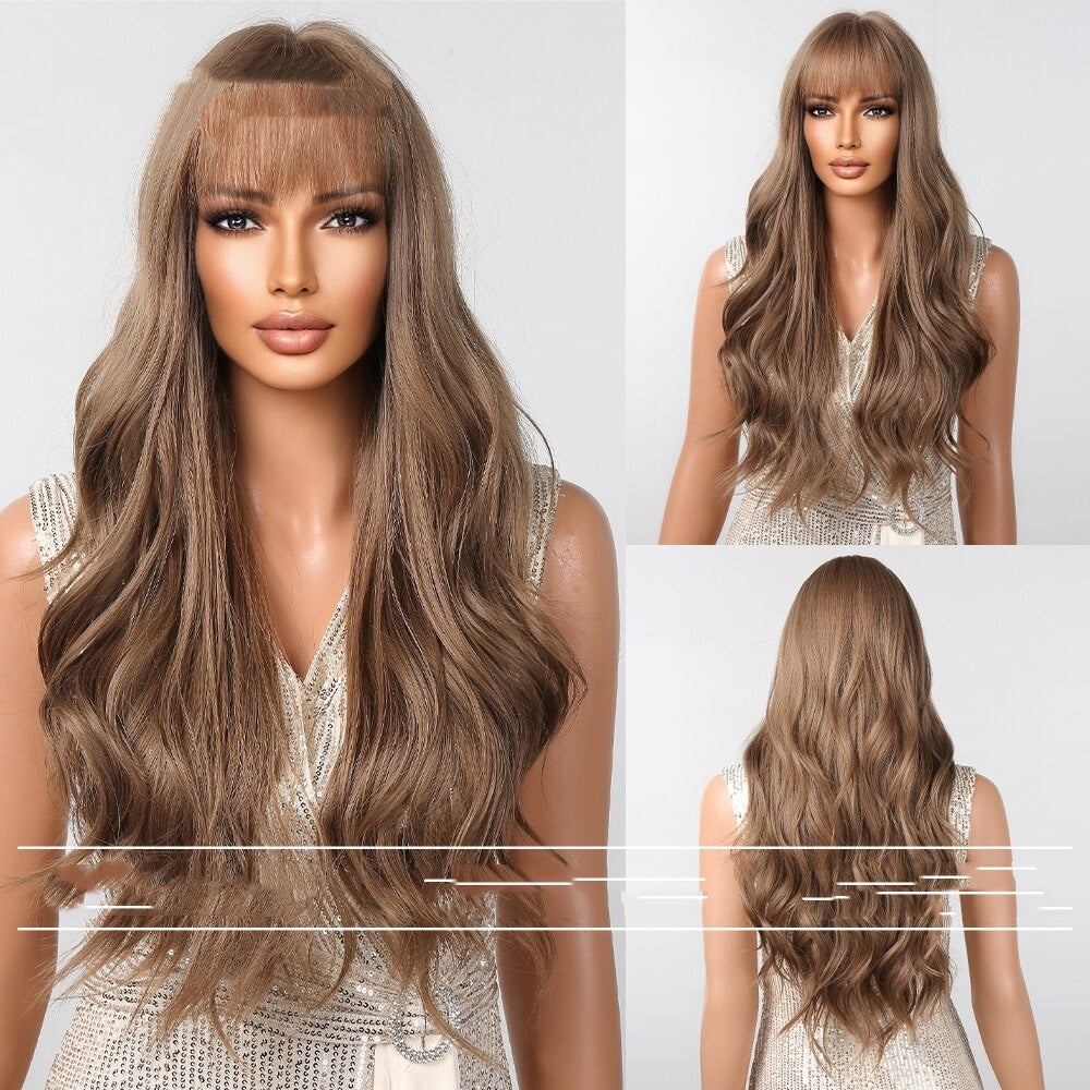Wig Long Hair Natural Straight Bangs Big Wave