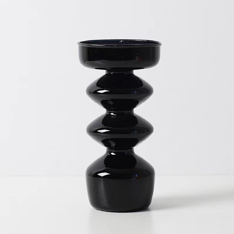 Black Glass Candlestick Nordic Romantic French Home Soft Decoration