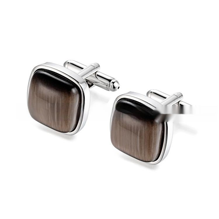 Boutons de Manchette Haut de Gamme pour Homme avec Opale, pour Chemise d'Affaires Ornement de Manchette Française