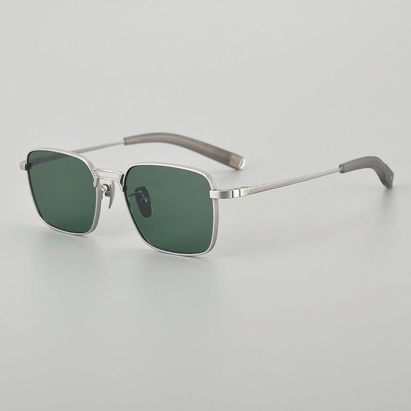 Lunettes de Myopie Homme à Monture Carrée en Titane Pur, Double Barre, Style Tendance