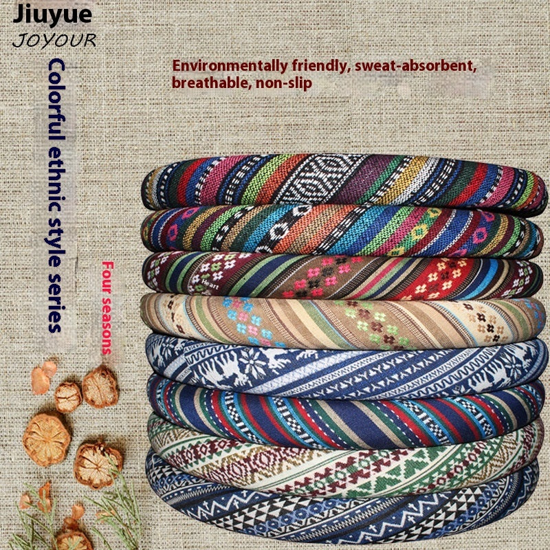 Couverture de Volant de Voiture en Tissu Grossier Style Ethnique Personnalité Tendance