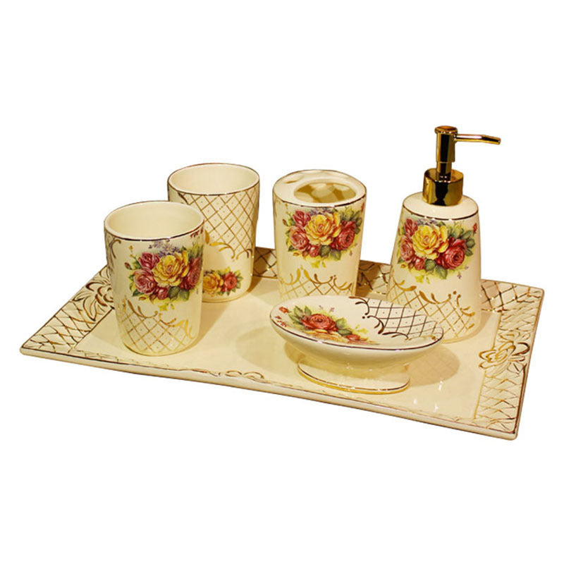 European Style Ceramic Toiletry Set With Tray