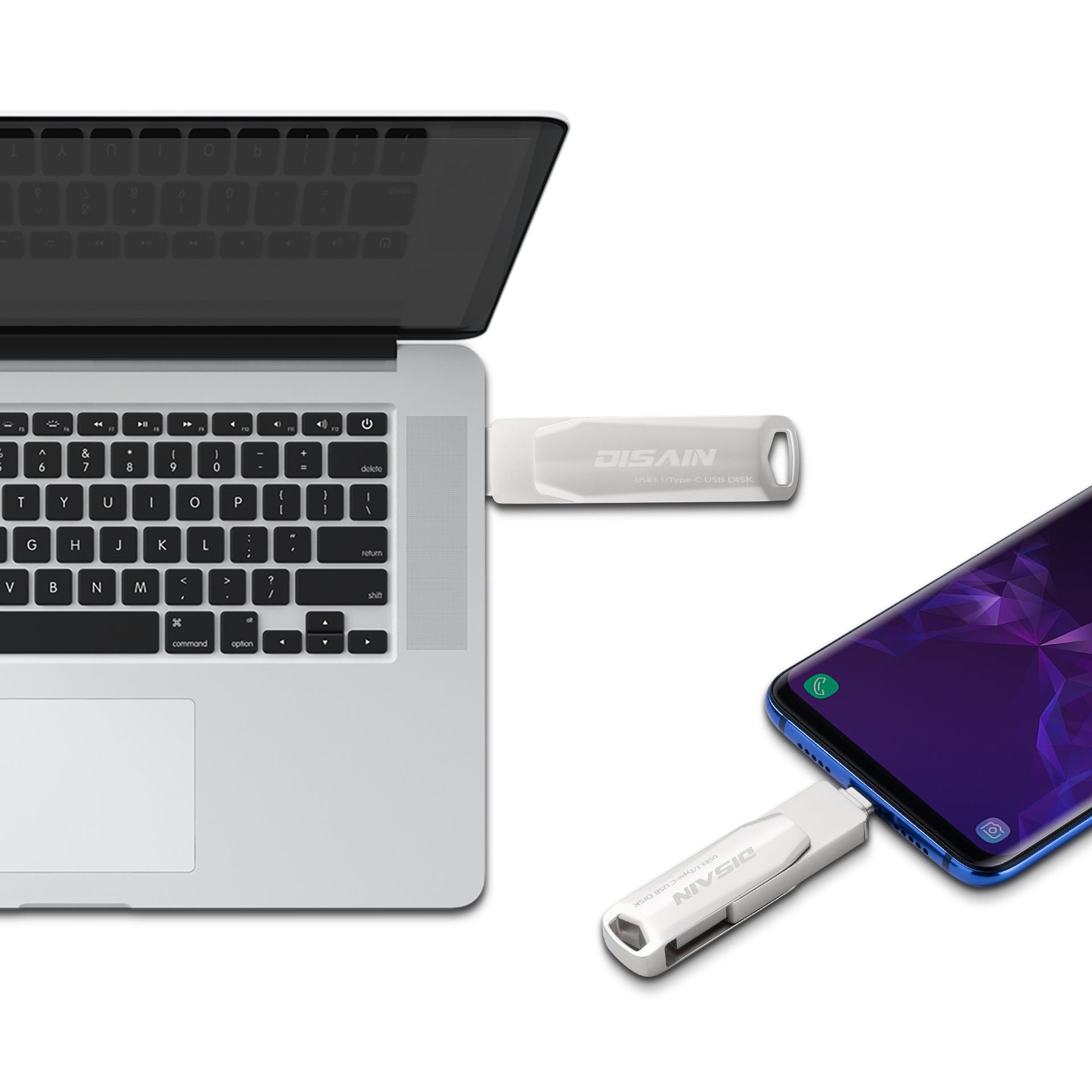 Clé USB rotative en métal Type-C pour mobile