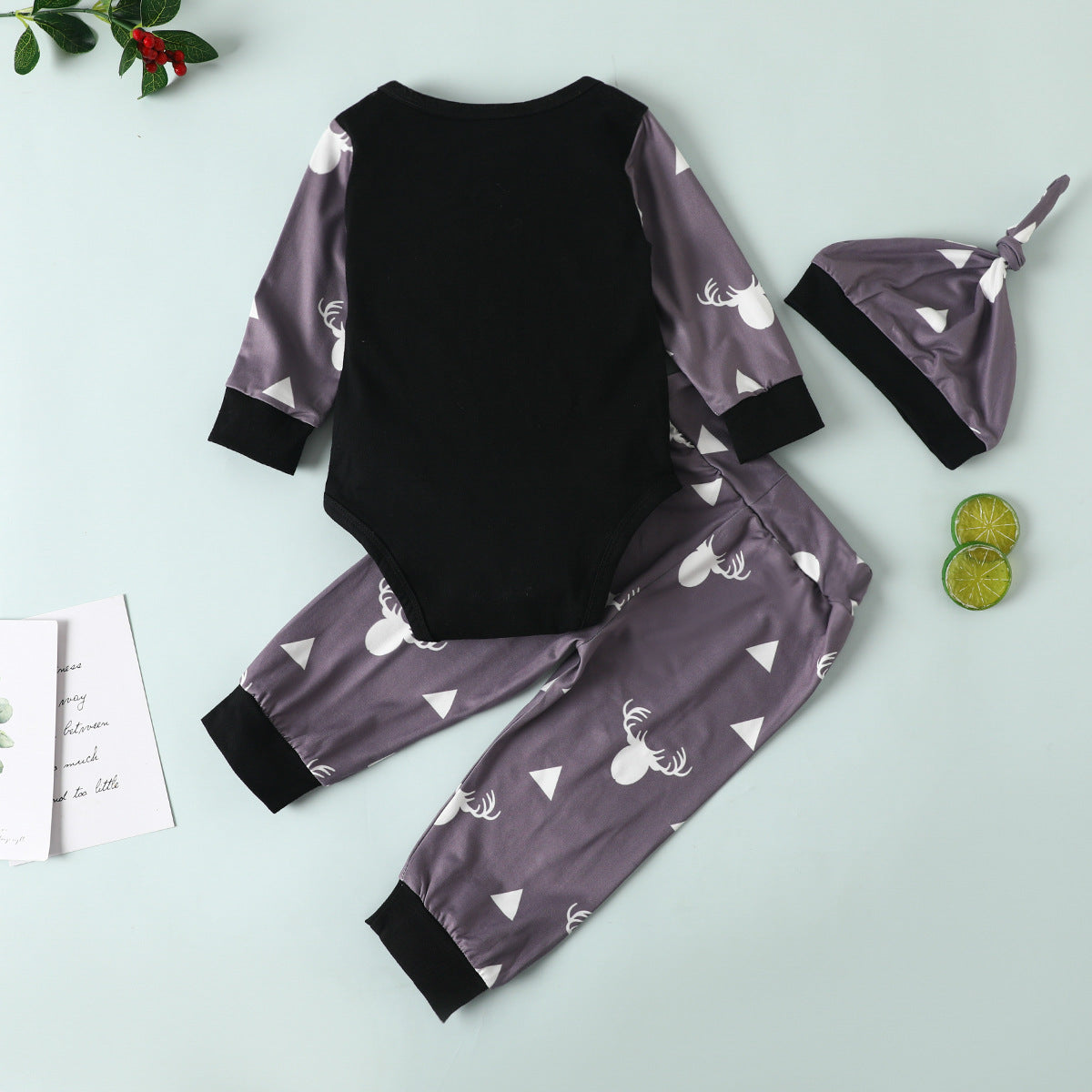 Baby Bowknot Romper Printed Trousers