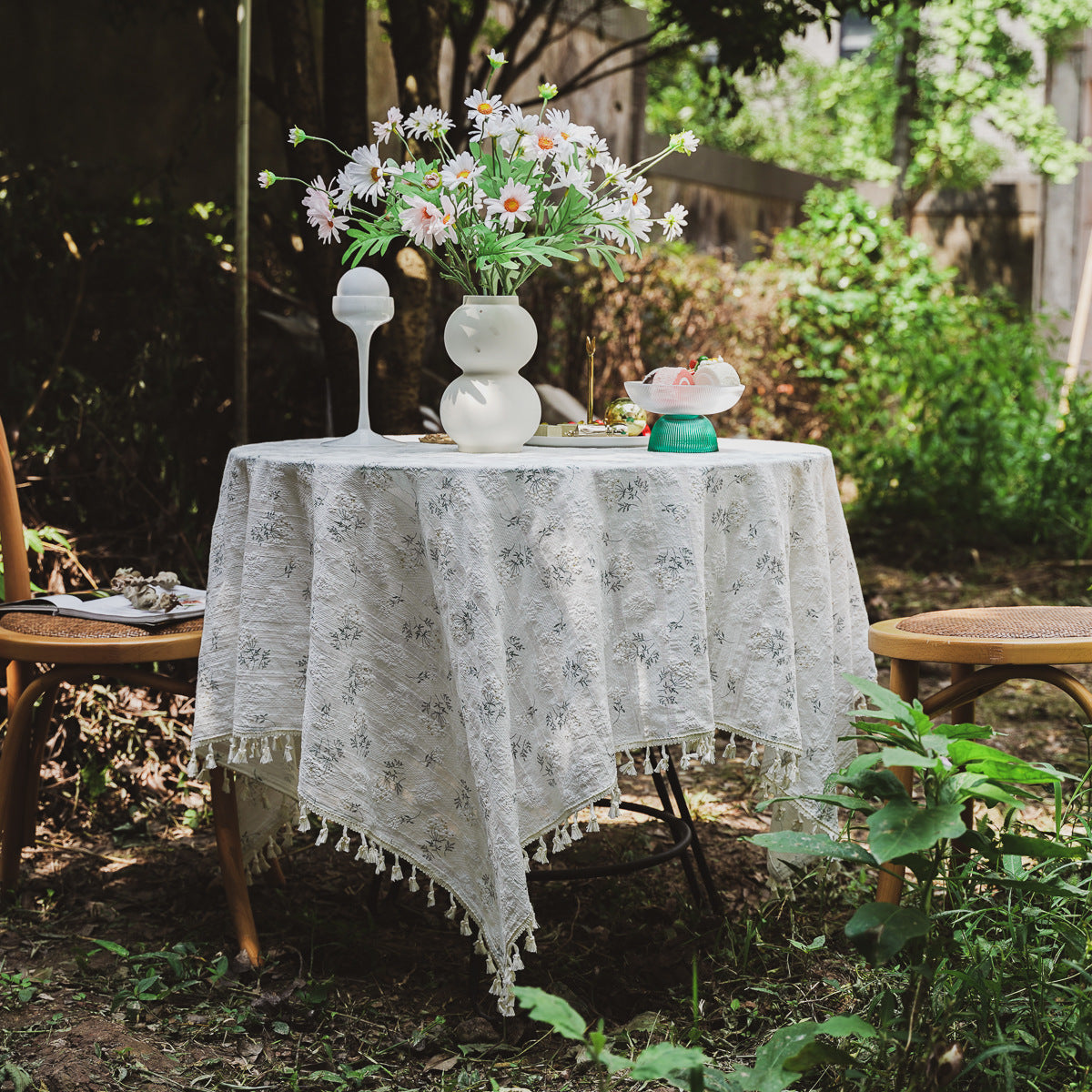 Clove Flower Broken Garden Cotton Linen Table Cloth American Decorative Dining Cloth