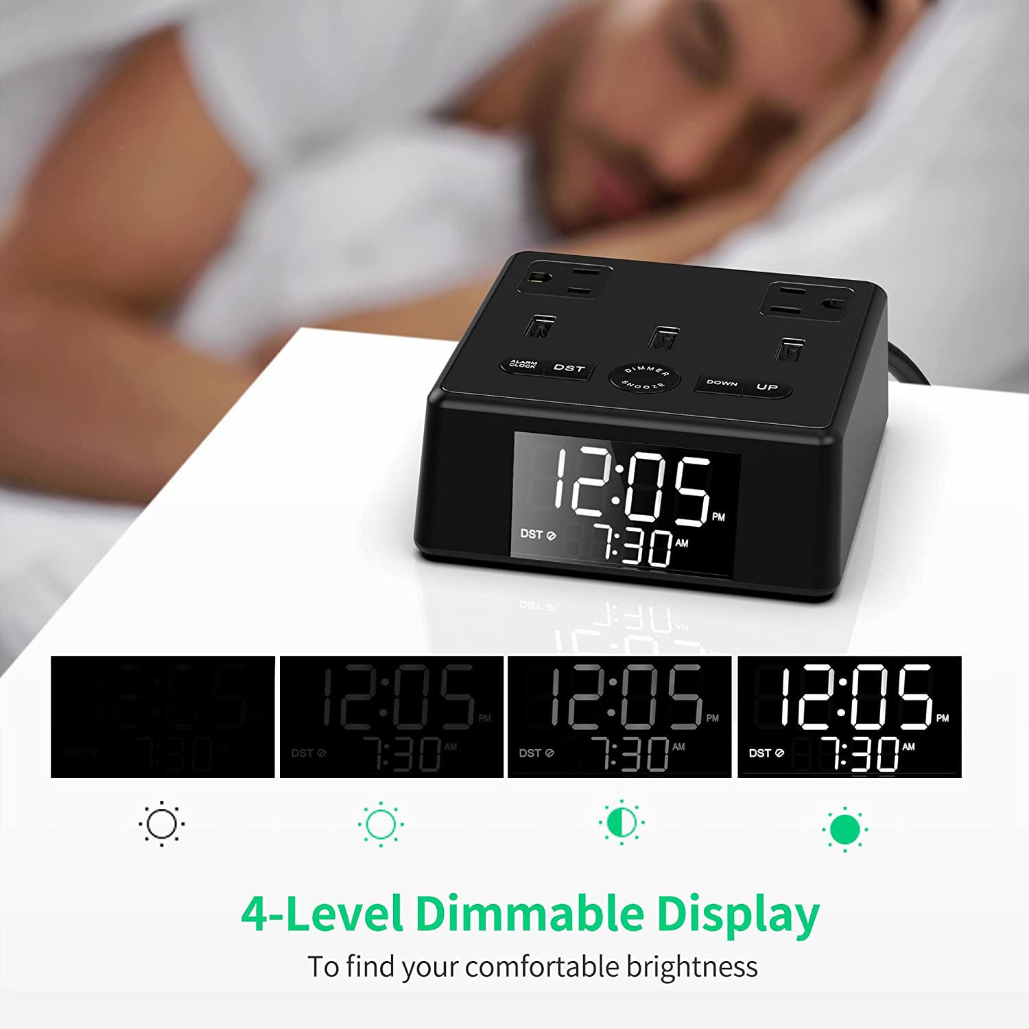 Multiprise numérique à LED Lcdclk