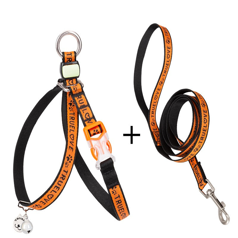 Laisse Harnais Gilet Ceinture de Poitrine pour Chat et Petit Chien avec Clochette et Corde de Traction