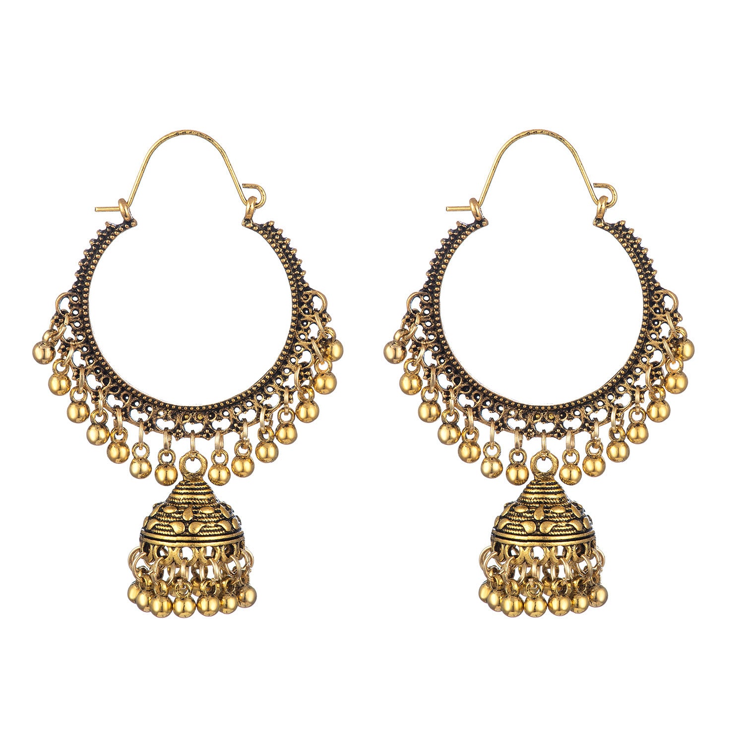 Fan-shaped Retro Ethnic Style Earrings Tassel Hollow