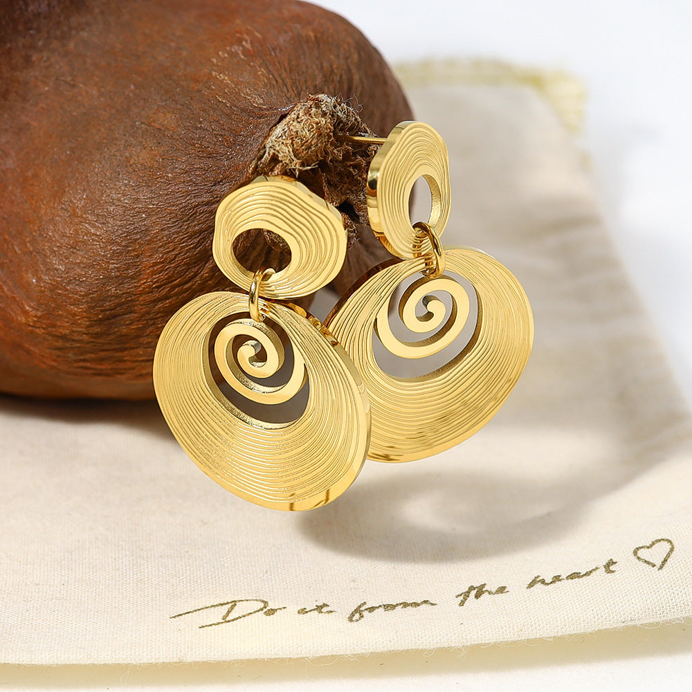 Ins Internet Celebrity Bread Texture Earrings 18K Gold-plated Stainless
