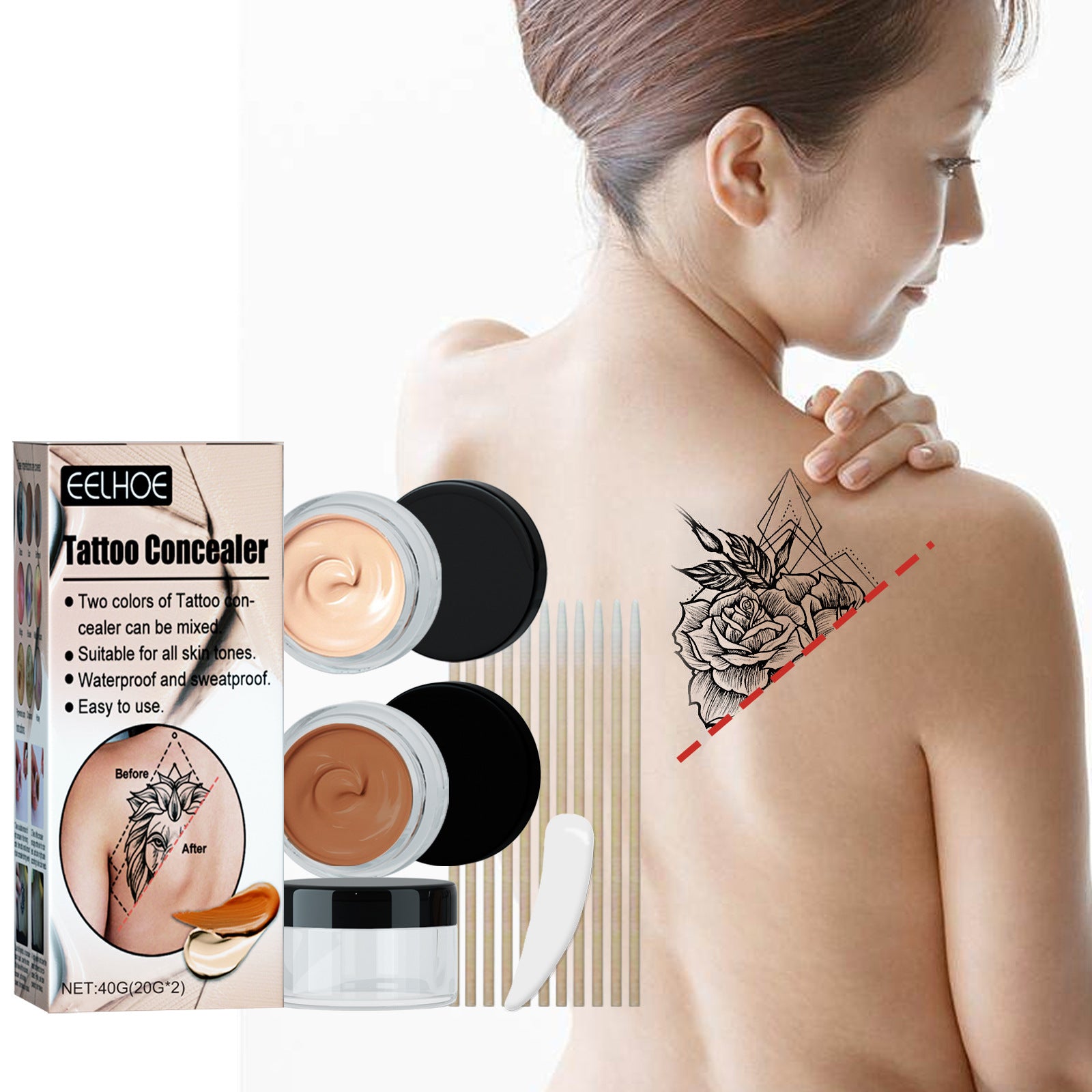 Waterproof Brightening Cover Tattoo Scar Birthmark Concealer Suit