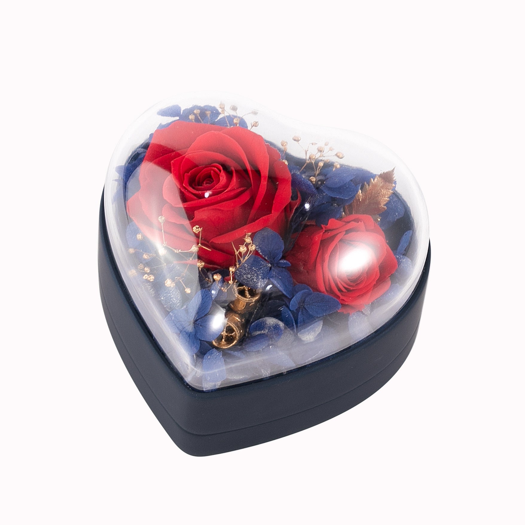 Boîte Cadeau Saint-Valentin Boîte à Bijoux Fleur Fraîche Éternelle en Forme de Cœur