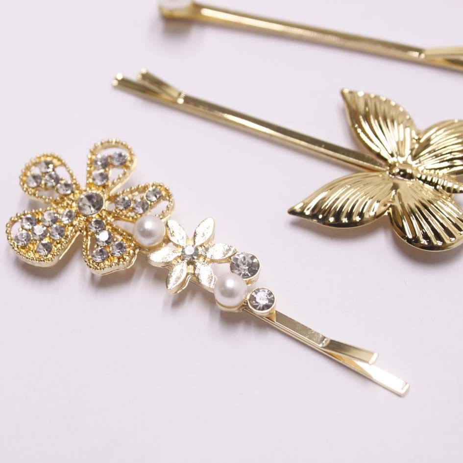 Barrettes Papillon Fleur Vintage Perle Tendance