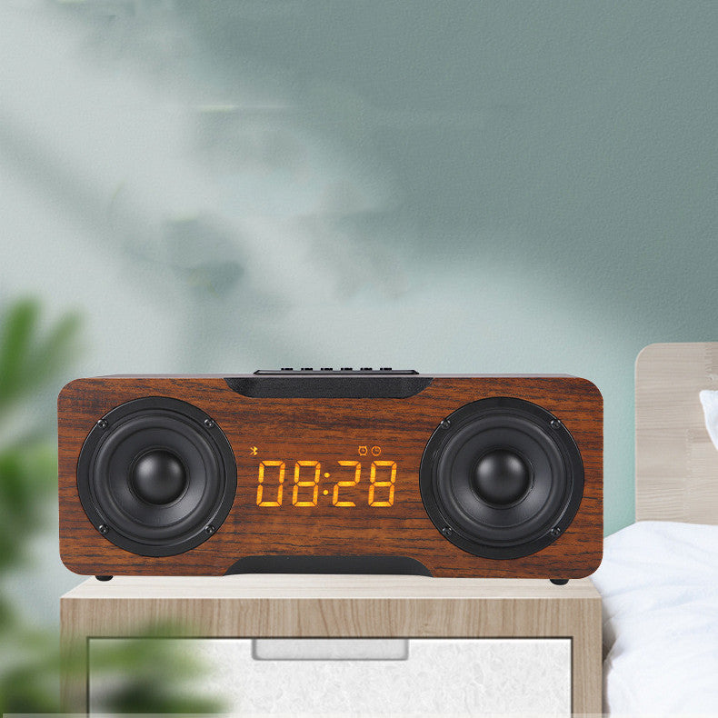 Haut-parleur Bluetooth Horloge en bois, prise en charge de la fonction carte TF/clé USB, haut-parleur de bureau à domicile