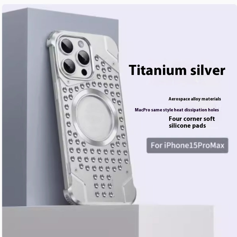 Borderless Aluminum Alloy Phone Case With Hollow Heat Dissipation And Magnetic Suction