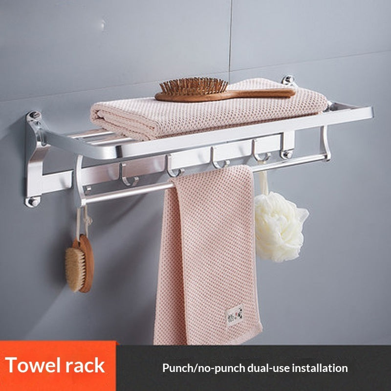 Porte-serviettes de bain en aluminium spatial, étagère de rangement de salle de bain, ensemble de 6 pièces