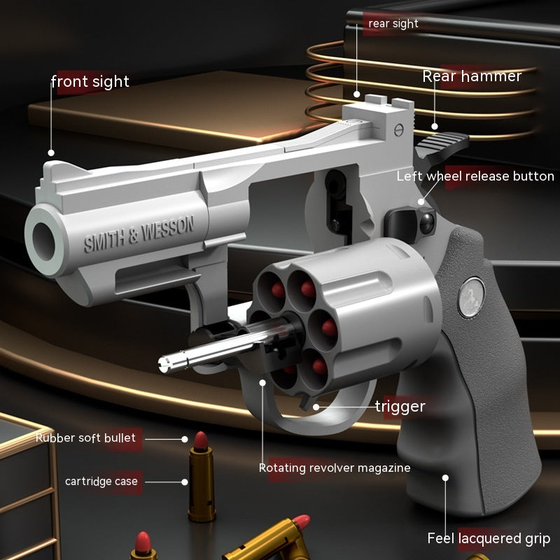 Children's Left-wheel Soft Bullet Gun Continuous Pistol Toy Smashing Gun Simulation Boy