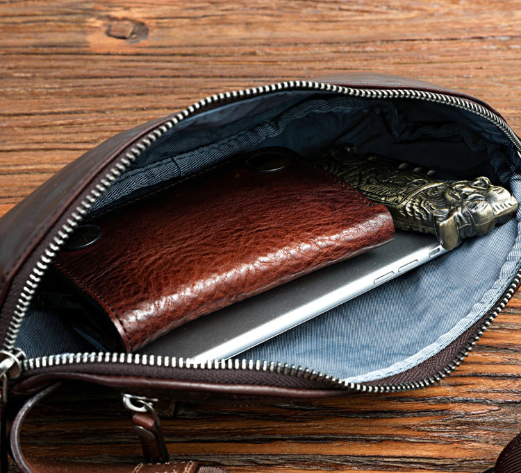 First Layer Cowhide Men's Chest Leather Wash Made Old Shoulder Bag