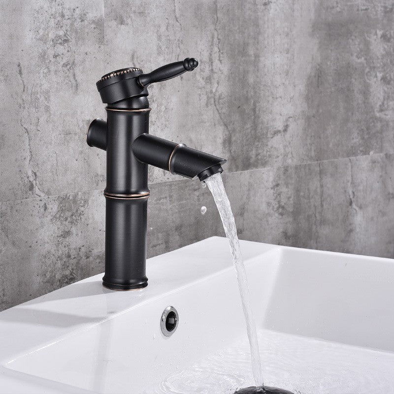 All Copper Hot And Cold Antique Retro Black Antique Faucet Basin