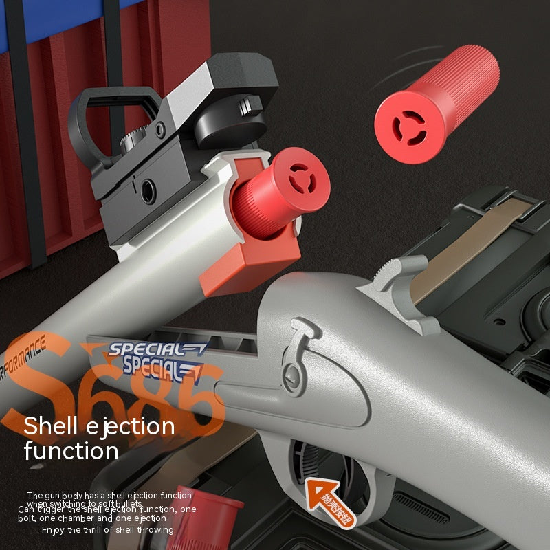 Children's S686 Spray Soft Bullet Gun Throw Shell Launch Toy