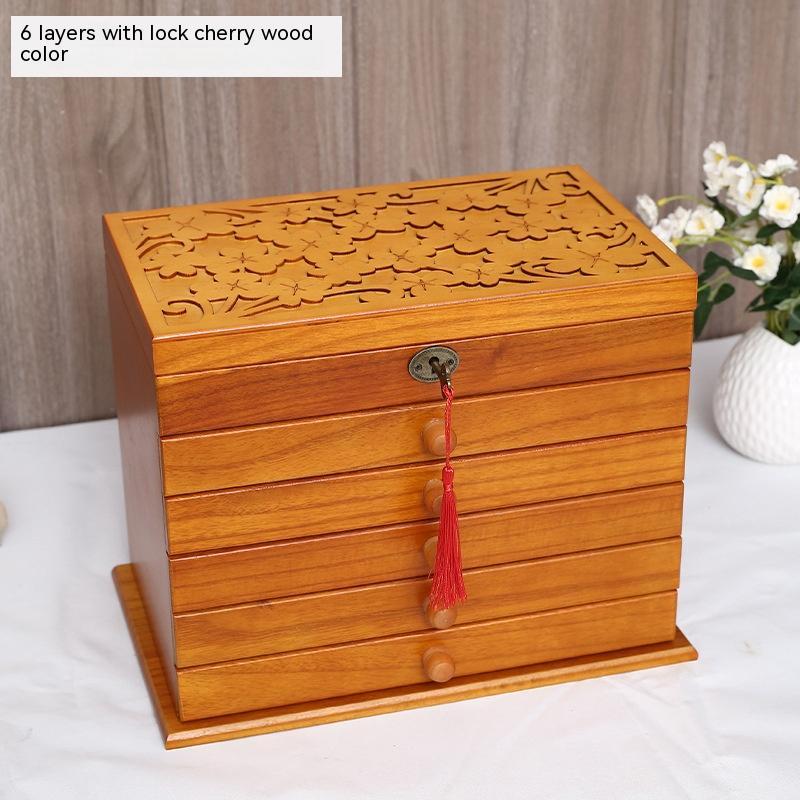Vintage Drawer Style Large Capacity Lockable Jewelry Storage Box