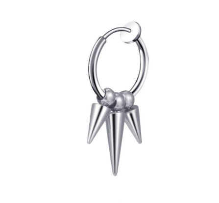 Boucles d'oreilles clous homme en acier inoxydable à pampilles un point