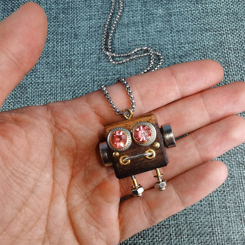 Handmade DIY Wooden Block Robot Keychain Material Pack
