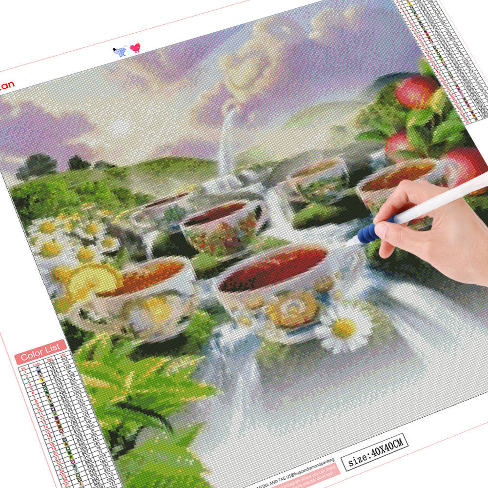 Coffee Theme Diamond Painting Landscape Mosaic