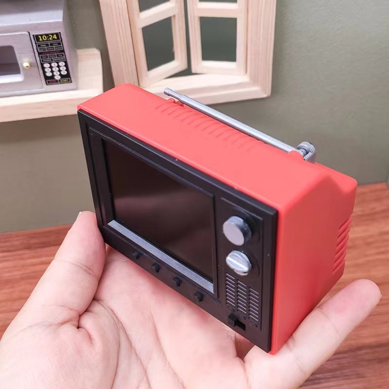 Meuble Jouet Maison de Poupée Mini TV Jouable