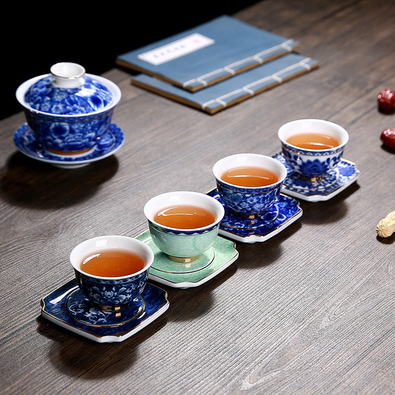Dessous de verre en céramique chinoise vintage pour service à thé