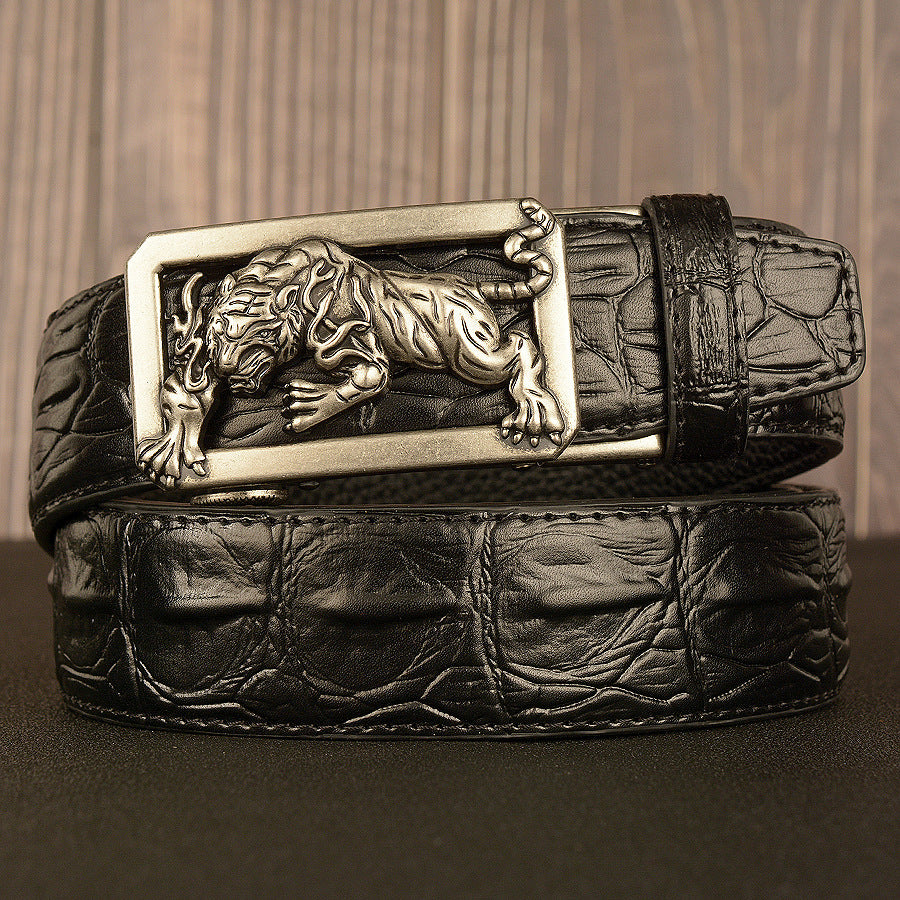 Ceinture en cuir double pour homme avec boucle automatique