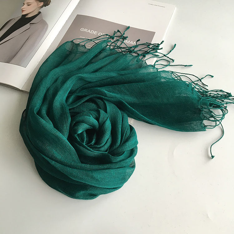 Thin Linen Candy Color Scarf Travel Holiday Sunscreen Shawl