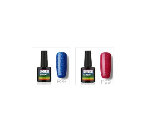 Sans clous, longue tenue, non toxique, vernis à ongles, colle de photothérapie ROSALIND, système arc-en-ciel étoilé.