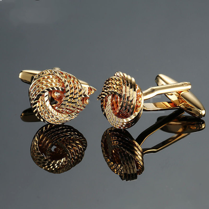 Boutons de manchette torsadés plaqués or pour chemise française