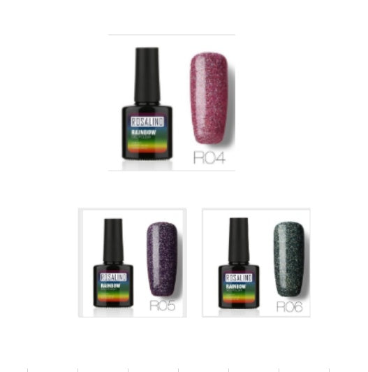Sans clous, longue tenue, non toxique, vernis à ongles, colle de photothérapie ROSALIND, système arc-en-ciel étoilé.