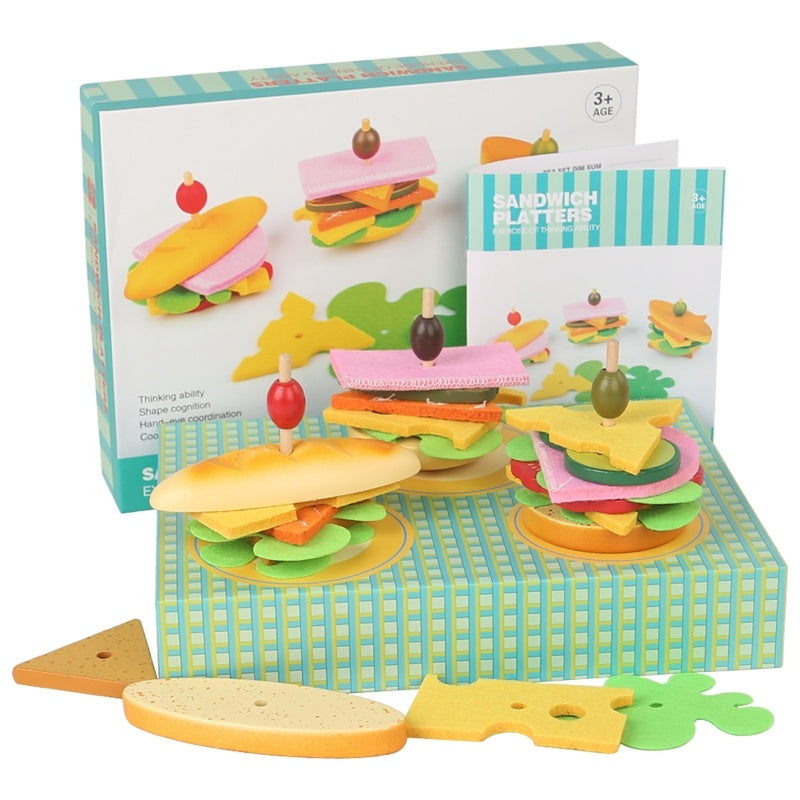 Ensemble de jeu de simulation de maison de sandwich en bois pour enfants