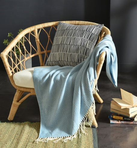 Petite couverture tricotée à franges, couverture de sieste, couverture de canapé