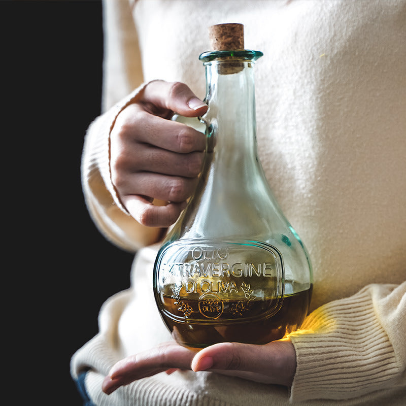 Bidon d'huile en verre épaissi, ruban d'étanchéité en liège, pot à assaisonnement, bouteille de sauce soja de rangement de cuisine