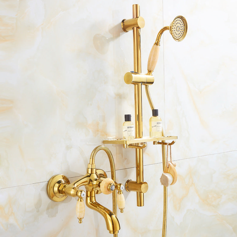 Gold Full Copper Bathtub Hot And Cold Faucet Shower Set