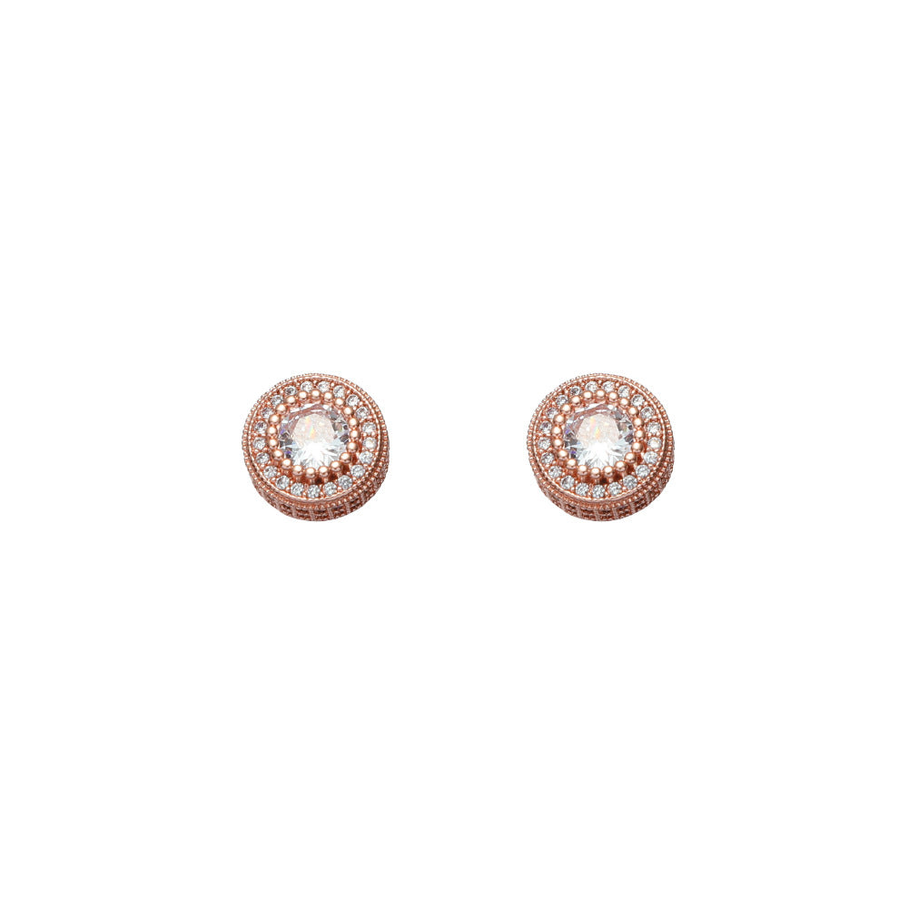 Round Full Zircon Hip Hop Personality Earrings Men And Women Trendy Diy Earrings