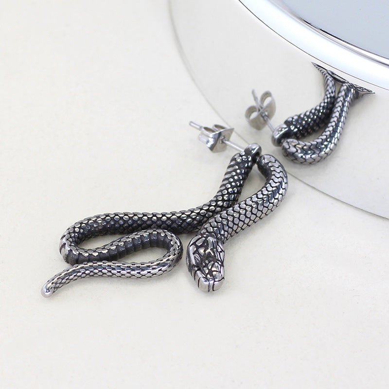 Serpentine Stud Earrings For Men And Women Titanium Steel